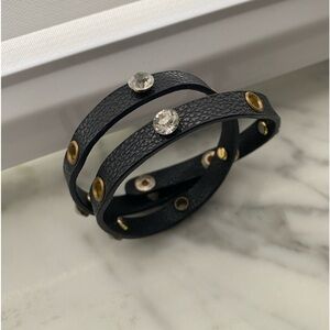 Double Wrap Leather Bracelet And Choker